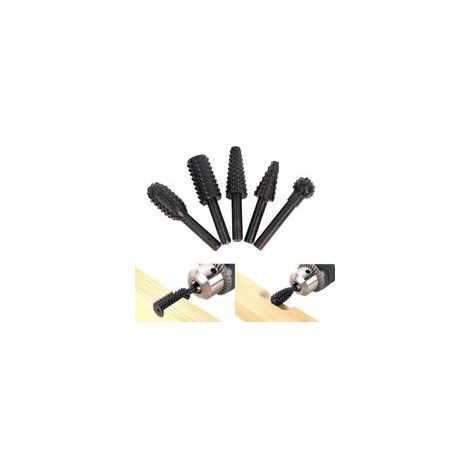 5Pcs Ensemble de Râpes Rotatives pour Fraises,Outil de Sculpture sur Fraise Metal Bois,Gouges Sculpture Bois,Cylindrique de Gravure Rotatif Burres Pour Travail du Bois,Métal Polissage,Gravure