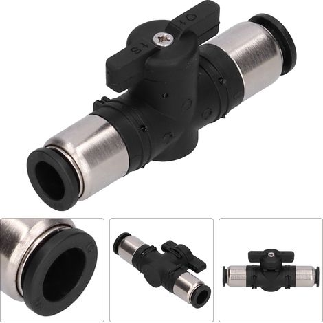 Raccord Pneumatique Rapide 3/8 Pouce, Vanne Manuelle avec Bouton Rotatif, Connecteur d'Air Comprimé, Fiche de Conduit Mâle, Kit de Raccords pour Compresseur (1/5)