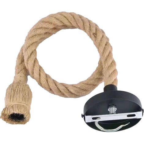 Plafonnier Corde de Chanvre, Ajouter un Sens Artistique Ajouter Beauté Suspension Corde de Chanvre pour Café pour Restaurant (Tête unique 1m) (1/5)