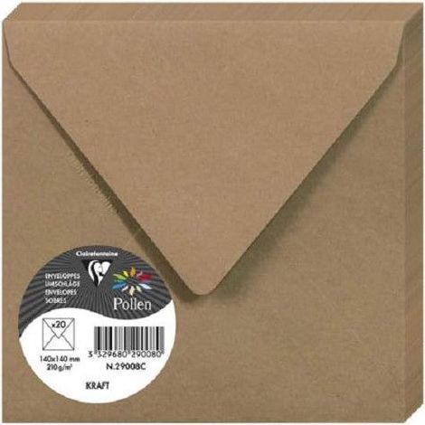 Enveloppes - Carré - 140x140mm - Marron kraft - 20 unités - Clairefontaine