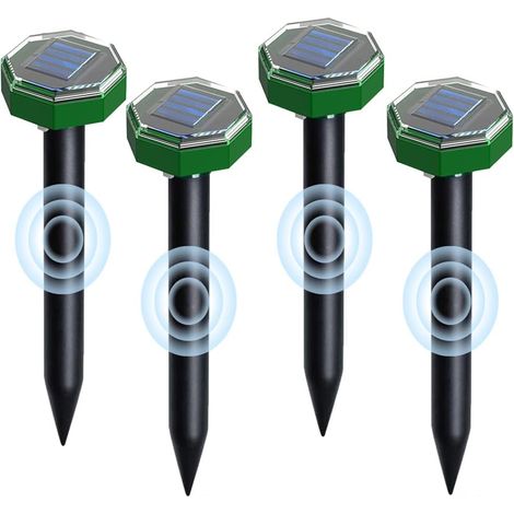 Ultraschall-Solar-Maulwurfsabwehrgerät – 4er-Pack – ABS und Aluminium – Wasserdicht (IP66) – Garten und Rasen – Grau (1/5)