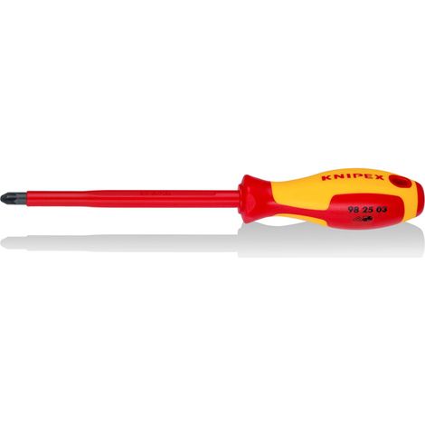 KNIPEX 98 25 03 Giravite per elettricisti per viti con impronta a croce Pozidriv® impugnatura isolante, in materiale bicomponente, collaudato VDE brunita 270 mm