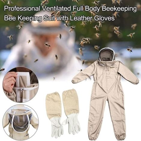Traje de apicultura profesional con guantes, traje de apicultura profesional para hombres y mujeres, traje de apicultura XXL (1/4)