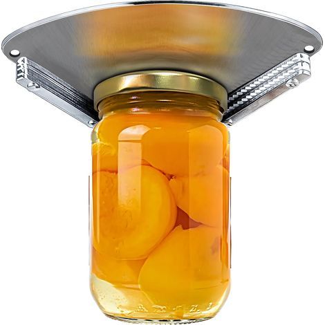 Improved stainless steel jar opener for cupboard storage, for the elderly and those with poor grip. (1/5)