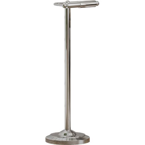 Floor Standing Toilet Roll Holder Tissue Storage Dispenser, Silver