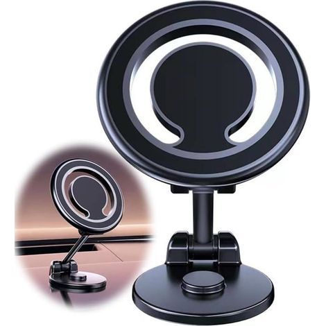 (Schwarz) Faltbare magnetische Auto-Handyhalterung, tragbare Auto-Handyhalterung fürs Auto, 360-Grad-Drehung, Armaturenbretthalterung [C772] (1/4)