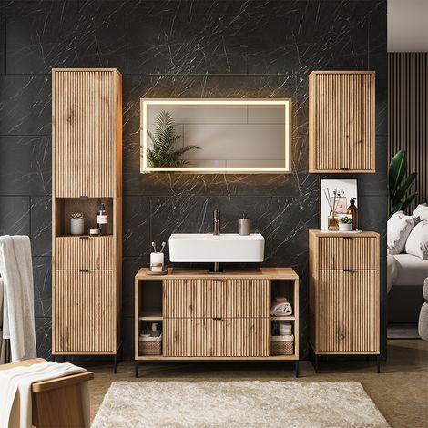 Juego de muebles de baño Eliza, Roble vikingo, 5 partes, Vicco (1/5)