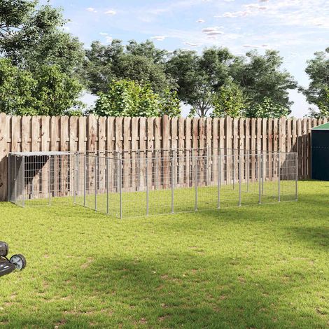 vidaXL Perrera plateada 15,73 m² acero (1/5)