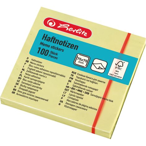 herlitz Haftnotizen 100 Blatt 75 x 75mm Haftnotizen