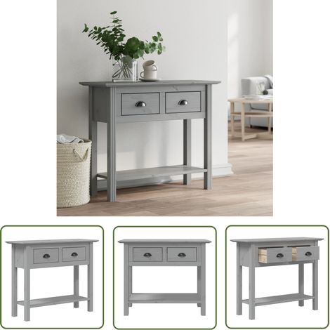 The Living Store Konsolentisch BODO Grau 91x35x74 cm Massivholz Kiefer - Konsolentisch - Wohnzimmermöbel - Sideboard - Flurtisch - Französischer Stil (1/5)