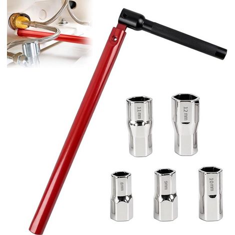 Set di chiavi per rubinetti, lavelli e tubi, multifunzionale, 6 pezzi, inclusi adattatori da 8-13 mm, attrezzo idraulico per lavelli e rubinetti (1/5)