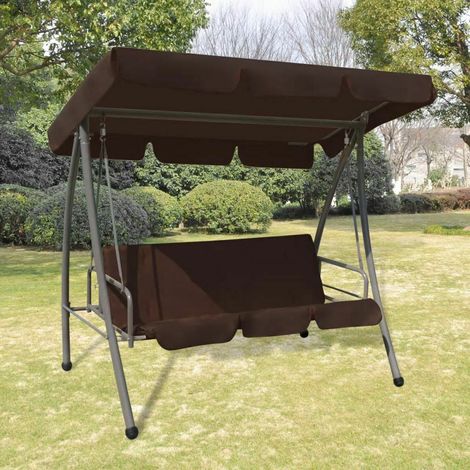 vidaXL Panchina a Dondolo da Giardino con Baldacchino Caffè (1/5)