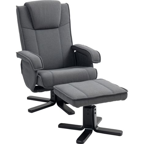 Swivel Recliner Chair Footstool - Charcoal Grey Velvet (1/5)