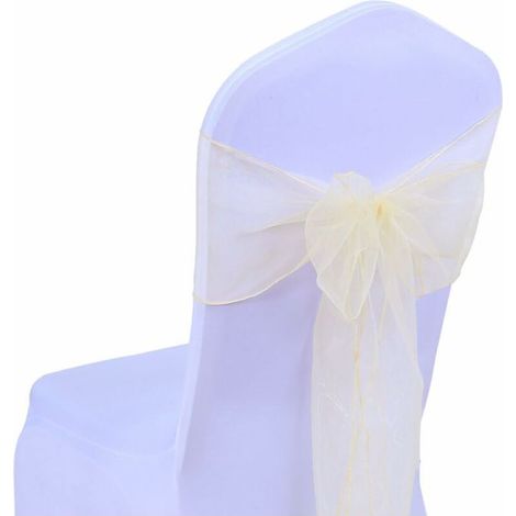 25pc Rubans en Organza Housse de Chaise nœuds Rubans nœuds de Mariage décoration de Ceremonie Fête événement Anniversaire 17 x 275cm 22 Colours(Non inclure Les Housses de Chaise)-Champagne (1/5)