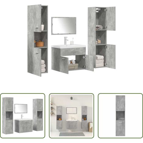 Armoire salle de bain -  Ensemble de meubles de salle de bain 5 pcs gris béton (1/5)