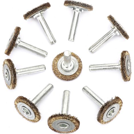 Ortviai Brosse à polir en fil d’acier rond – 10 pièces, diamètre 25 mm, tige 6 mm, pour décapage et finition rugueuse (1/5)