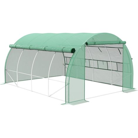 Serre tunnel professionnelle-Protection UV-Couvertures roulantes en acier-Vert-Jardin et plantes-397x300x200cm (1/5)
