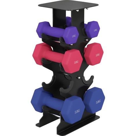 Kit Haltères Musculation AoSenYunZhou 3 Paires 1 à 5 kg avec Support de Rangement 6 Poids Hexagonaux Fitness Domicile (1/5)