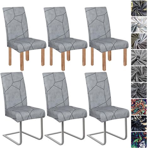 Stuhlhussen 6er Set, Stretch Hussen für Schwingstühle, abnehmbar & waschbar, Geometrie-Muster (1/5)
