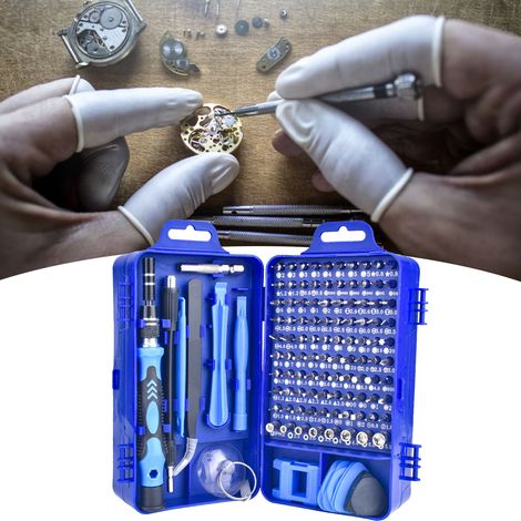 115-in-1 Präzisionsschraubendreher, verchromter Vanadiumlegierungsstahl, professionelles Handy- und Uhrenreparaturset, Blau (1/5)