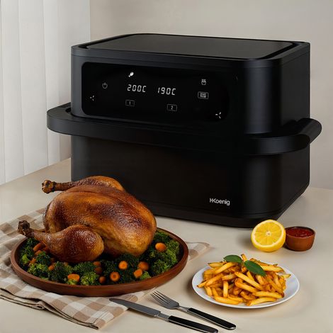 Friggitrice ad aria XL 10L o 2x5L, 8 programmi, 80-200°C, 2400W (1/5)