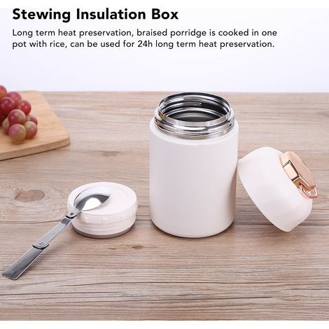 Pot isotherme portable en acier inoxydable 304 / récipient sous vide / thermos / boîte à lunch grande capacité / pot isotherme simple / blanc) (1/5)
