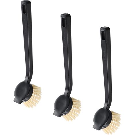CCYKXA  Home Antibacterial Dish Brush - Set of 3 - Strong-Brimmed Kitchen Dish Brush for Heavy-Duty Cleaning - Long-Lasting - Black (1/5)