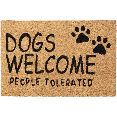 Felpudo de fibra de coco perros bienvenidos
