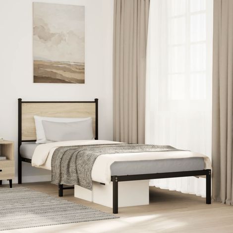 Metallbett ohne Matratze Sonoma-Eiche 90x190 cm (1/5)