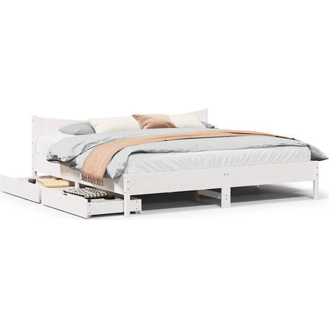 Estructura de cama cajones madera maciza pino 180x200 cm