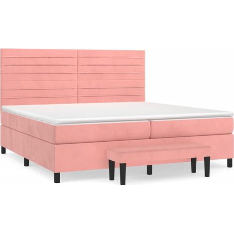 Lit à sommier tapissier avec matelas Rose 200x200 Velours 3 (1/5)