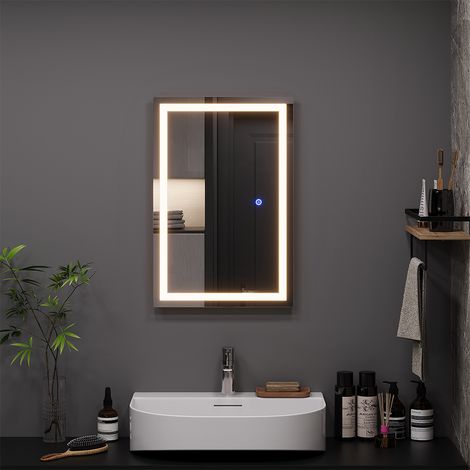 Badezimmerspiegel Miral, Glas, 60 x 40 cm mit Frontlight Beleuchtung, Vicco