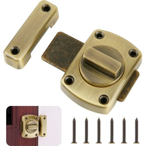 1 pièce Verrou de porte antivol à loquet Riegel Verrou de sécurité pour voleurs Fermeture de porte intérieure Verrou supplémentaire pour salle de bain Verrou de porte en alliage de zinc Verrou de (1/5)