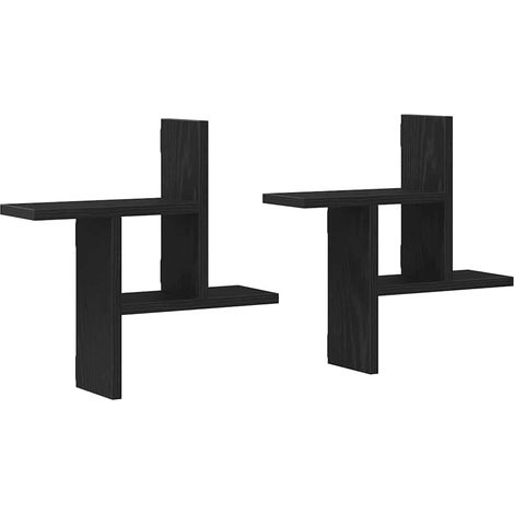 Estantes de pared, 2 unidades, roble negro, 38x12x38 cm, madera de ingeniería vidaXL