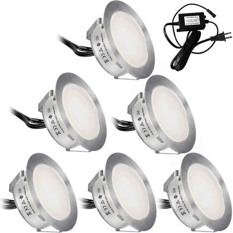 6 spots encastrables, IP67 résistant à l'eau et à la poussière, acier inoxydable, lumière de jardin extérieure
