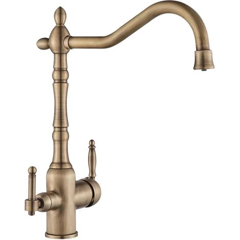 Robinet de cuisine Robinets de cuisine purifiés, mitiur doré, Rotation froide et chaude à 360 degrés avec caractéristiques de Purification de l'eau, robinet de grue de cuisine(Antique) (1/5)