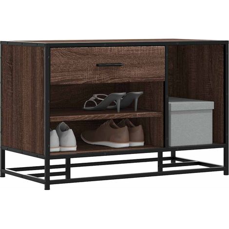 Schuhbank Braun Eichen-Optik 80x40x53,5 cm Holzwerkstoff Metall