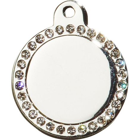 Étiquette d'adresse gravée - petite ronde - avec strass - argent