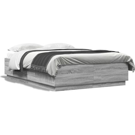 Maison Exclusive - Bettgestell Grau Sonoma 140x200 cm Holzwerksto (1/5)