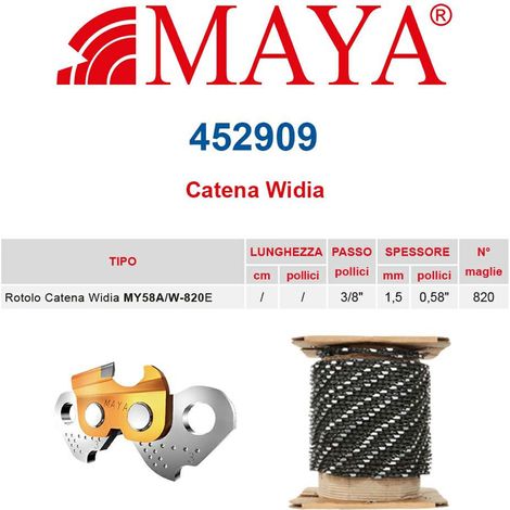 Rotolo catena in Widia 3/8" 1.5 mm - .058" 820 maglie con antirimbalzo MAYA-452909