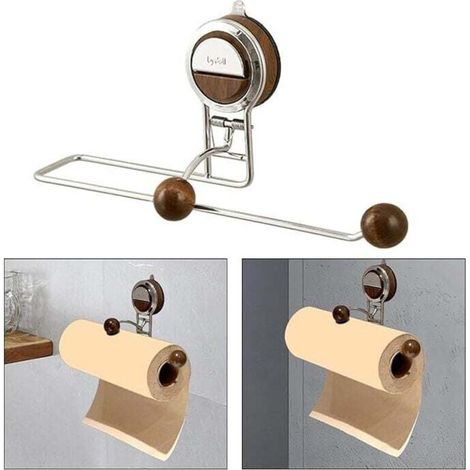 Porta rotolo di carta igienica a ventosa, porta rotolo di carta da cucina a parete, porta rotolo di carta da bagno rimovibile - Crezuo (1/4)