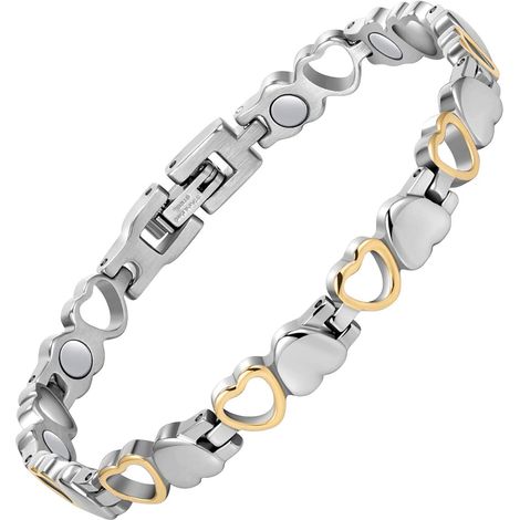Bracelet magnétique pour femme en acier titane, bracelet thérapeutique pour soulager les douleurs arthritiques, aimants de 3500 gauss, bracelet en acier titane pour le syndrome du canal carpien, motif (1/5)