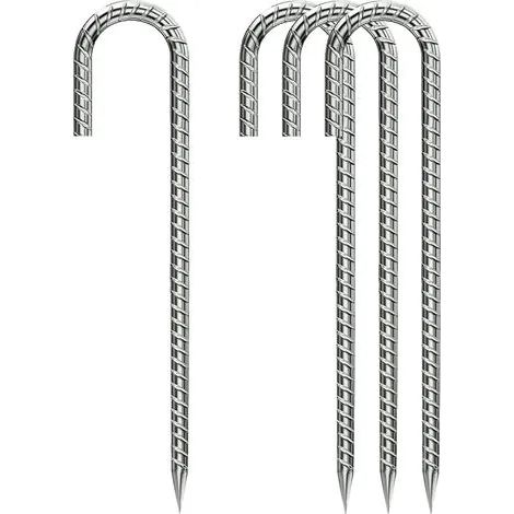 Piquets d'armature de 30 cm (12 pouces), piquets de sol robustes en forme de J galvanisés antirouille, ancrages au sol pour jardin, clôture pour chien, poulailler, décorations de Noël, clôture à cerfs (1/3)