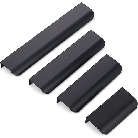 2 Pièces 160mm Poignee de Meuble Cuisine Dissimulées Poignées de Porte, Poignée Profil en Alliage d'aluminium, Poignées Intégrée Poignée Meuble Cuisine, Noir