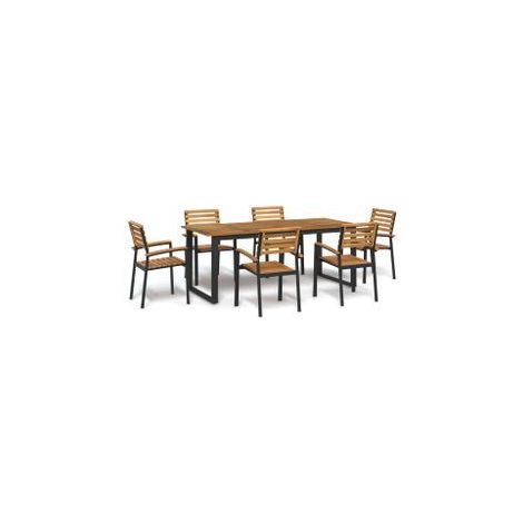Ensemble à manger de jardin 7 pcs bois d'acacia solide et métal (1/5)