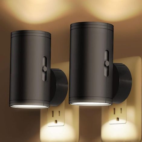 Lot de 2 veilleuses LED à brancher, luminosité réglable, 3 températures de couleur, applique murale à intensité variable pour cuisine, chambre (1/5)