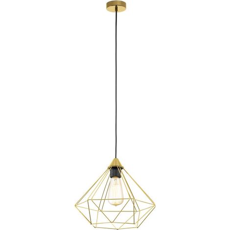 Sospensione Vintage Tarbes Acciaio Ottone Spazzolato 1 Luce E27 (1/2)