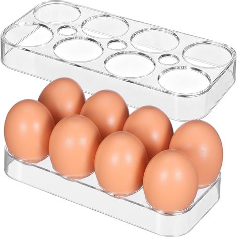 Eierhouder - 12 Huevos por Capa - Apilable con Asa - Translúcido - BPA Libre PP - Organizador de Nevera - 2 Unidades (1/5)