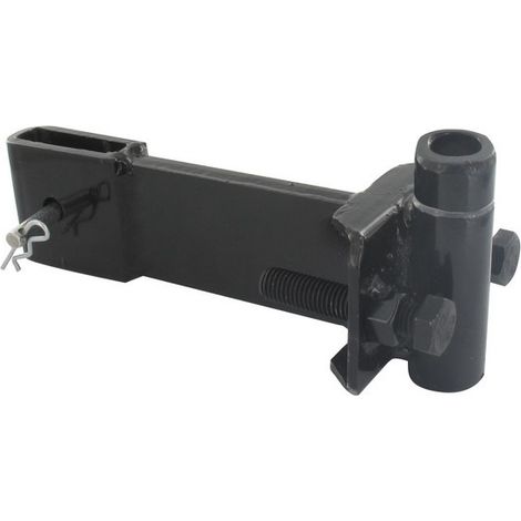 Chape attelage motoculteur universelle – Longueur 21.4 cm – Entraxe 57 mm – Fixation diamètre 11.4 mm – Goupille diamètre 7.8 mm