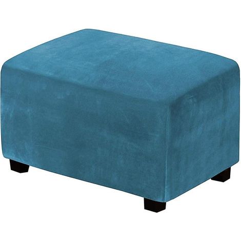 (paon Bleu)housses De Pouf Extensibles Housse Ottomane En Velours Housse De Repose-pieds Rectangle Housse De Protection Pour Repose-pieds (1/5)
